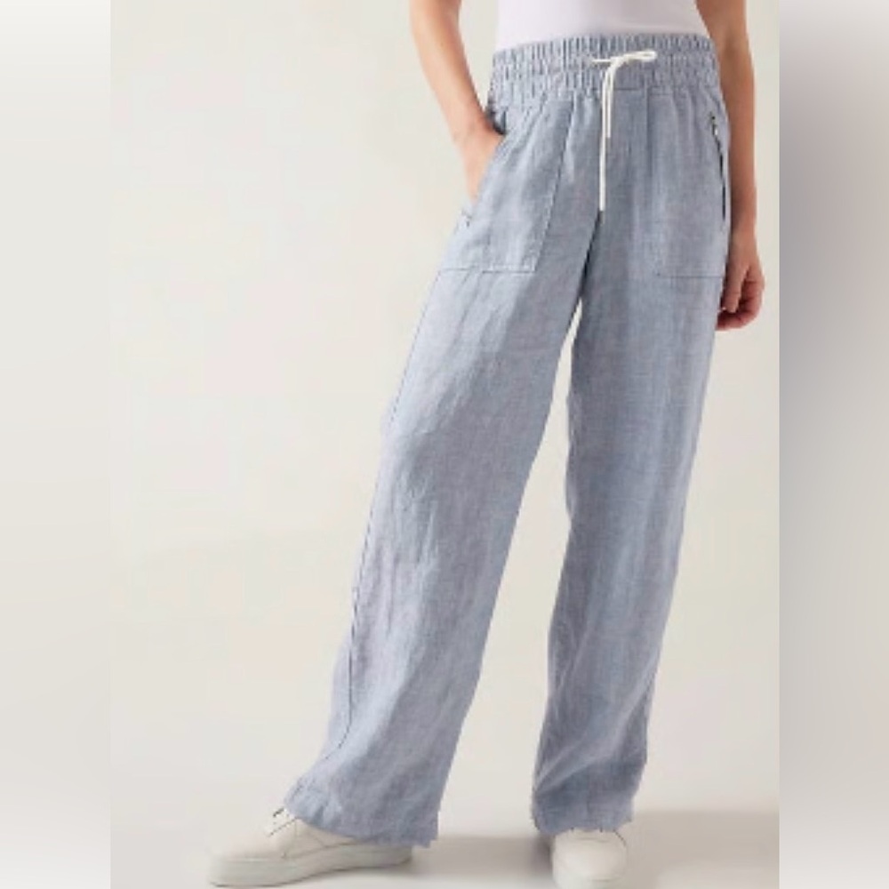 Athleta Cabo Linen Mid-Rise Wide Leg Pant
